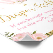 ホットエアバルーン金ゴールドピンクフローラおむつラッフル ポスター (角)