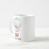 ホットエアバルーン雪だるま名前をカスタムするクリスマス コーヒーマグカップ (正面左)