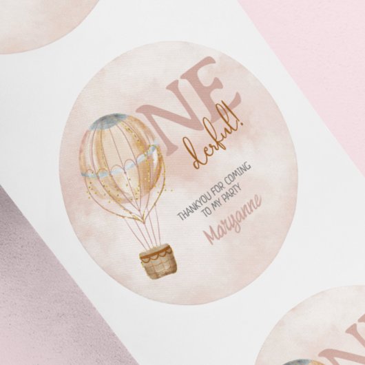 ホットエアバルーン1stバースデーシサンキューュッカー ラウンドシール