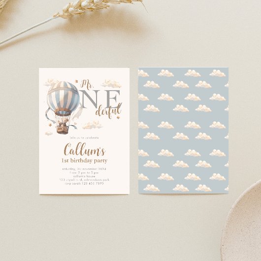 ホットエアバルーン1st誕生日招待状 招待状