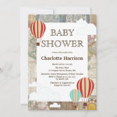 ホットエアバルーン&クラウドワールドトラベルベビーシャワー 招待状 (正面)