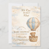 ホットエアバルーン テディベア ベビーシャワー 招待状 (正面)