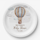 ホットエアバルーン テディベア 雲 ベビーシャワー ペーパープレート (正面)