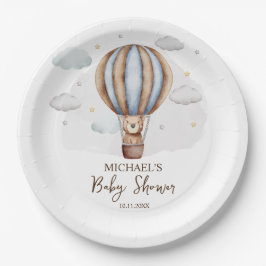 ホットエアバルーン テディベア 雲 ベビーシャワー ペーパープレート