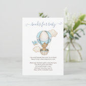 ホットエアバルーン テディベア 雲 鳥 ベビーシャワー エンクロージャーカード (スタンド正面)