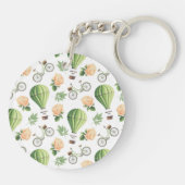 ホットエアバルーン、バイク、バラパターパーソナライズされたン キーホルダー (裏面)