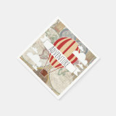 ホットエアバルーン&ワールドマップヴィンテージアドベンチャー スタンダードカクテルナプキン (角)