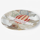 ホットエアバルーン&ワールドマップヴィンテージアドベンチャー ペーパープレート (アングル)