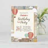 ホットエアバルーン&ワールドマップヴィンテージアドベンチャー 招待状 (スタンド正面)