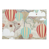 ホットエアバルーン&ワールドマップヴィンテージアドベンチャー 枕カバー (裏面)