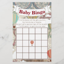 ホットエアバルーン&ワールドマップヴィンテージトラベラービンゴ