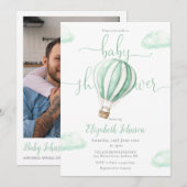 ホットエアバルーンQRコード写真ベビーシャワー 招待状 (正面/裏面)