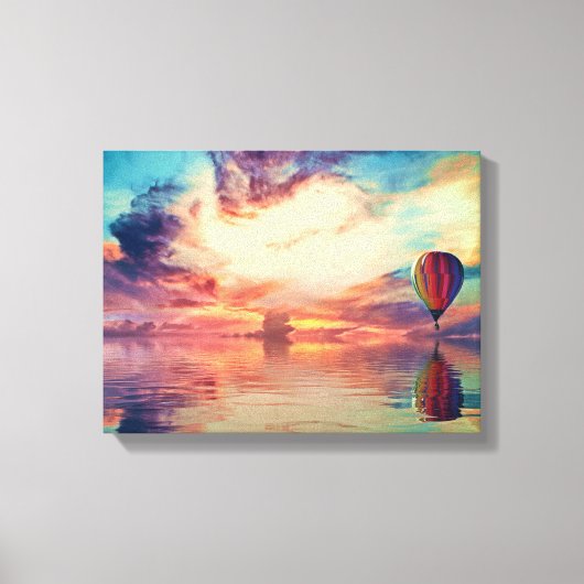 ホットエカッコいいアバルーンサンライズティール(緑がかった色)ピーチ金ゴールド キャンバスプリント (正面)