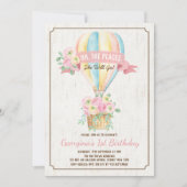 ホットエガーリーアバルーンフローラガール誕生日 招待状 (正面)
