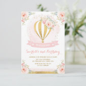 ホットエガーリーアバルーン金ゴールドフローラ誕生日 招待状 (スタンド正面)