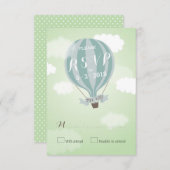 ホットエスタイリッシュアブルーバルーンRSVPカード 出欠カード (正面/裏面)