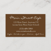 ホットエッグノグココアバター付きラムコーヒーショップカフェ 名刺 (裏面)