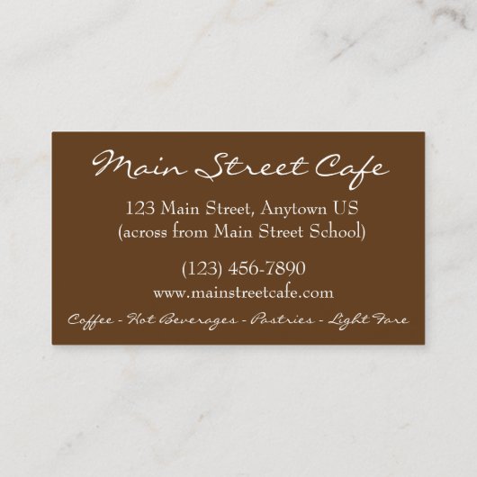 ホットエッグノグココアバター付きラムコーヒーショップカフェ 名刺 (裏面)