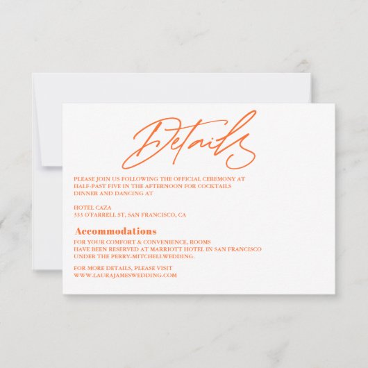 ホットオモダンレンジカラフルのエンク結婚ロージャカード 出欠カード (正面)