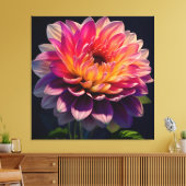 ホットオレンジとピンクダリアの花 キャンバスプリント (インサイチュ (リビング))