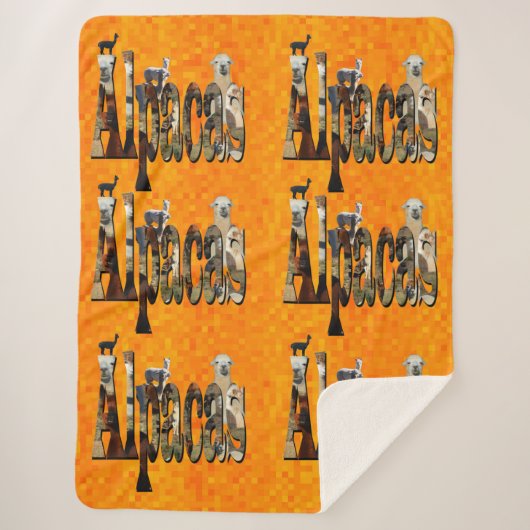 ホットオレンジアルパカデザイン シェルパブランケット (正面)