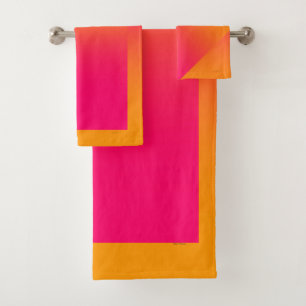 ホットオレンジピンク バスタオルセット