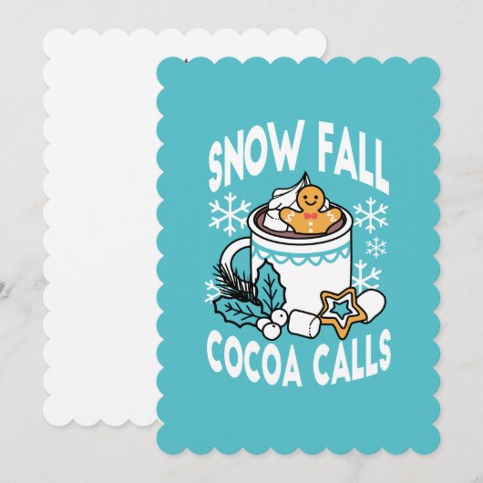 ホットカカオと冬のチャーム - 雪の降るカカオコール 招待状 (正面/裏面)