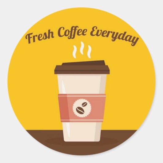 ホットカップコーヒーデザイン紙ショップ飲料 ラウンドシール (正面)