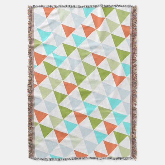 ホットカラーズトライアングルコーラルピーミントモダン抽象芸術 スローブランケット (正面縦)