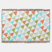 ホットカラーズトライアングルコーラルピーミントモダン抽象芸術 スローブランケット (正面)