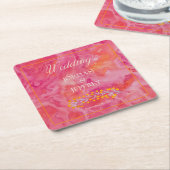 ホットカラーロマンチック結婚ズ スクエアペーパーコースター (アングル)