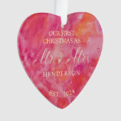 ホットカラー初めてのクリスマスミスターとミセス オーナメント (正面)