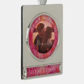 ホットカラー初めてのクリスマスミスターとミセス シルバープレートバナーオーナメント (右)