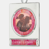 ホットカラー初めてのクリスマスミスターとミセス シルバープレートバナーオーナメント (左)