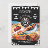 ホットカーズレース誕生日パーティーの招待状 招待状 (正面)