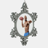 ホットガイセクシーなシルレスマスカードフットボールスタッド スノーフレークピューターオーナメント (左)