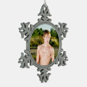 ホットガイセクシーなシルレスマッスルマンハンク湖 スノーフレークピューターオーナメント (左)