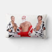 ホットガイ筋肉質メンサンタ服クリスマスおもしろい ランバークッション (裏面)
