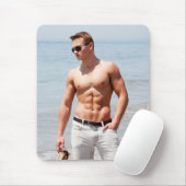 ホットガイ裸の胸筋ABSビーチシャーレス マウスパッド (マウス)