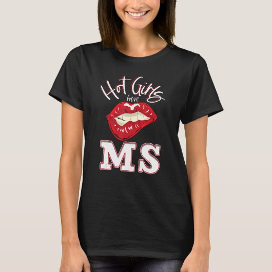 ホットガールは多発性硬化症MS啓発デザイン Tシャツ (正面)