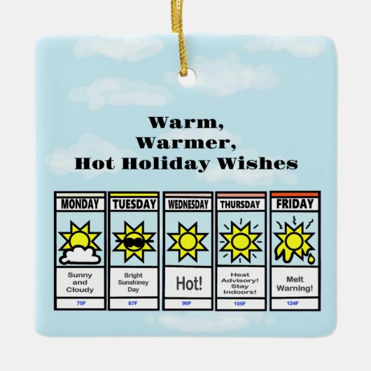 ホットクリスマス天気予報オーナメント セラミックオーナメント (正面)