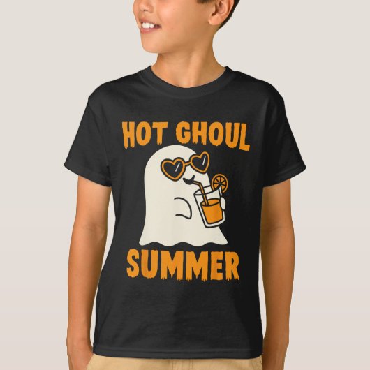 ホットグールサマーキュートおもしろい幽霊ハロウィーン Tシャツ (正面)