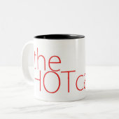 ホットケーキの文字のロゴ ツートーンマグカップ (正面左)