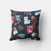 ホットココとクリスマストリートパターン クッション (裏面)