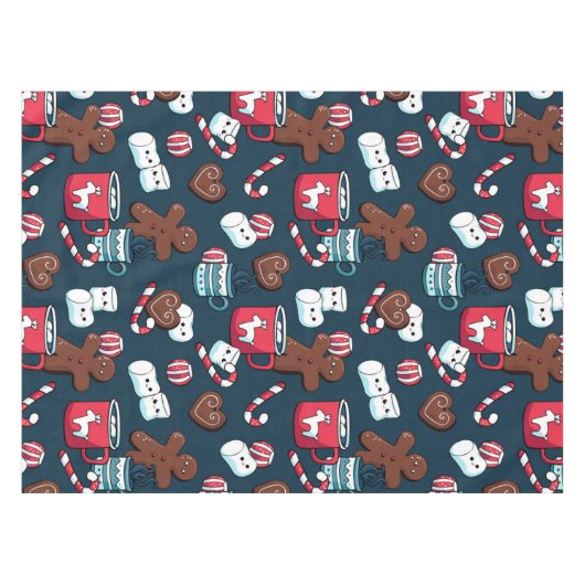 ホットココとクリスマストリートパターン テーブルクロス (正面(横))