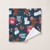 ホットココとクリスマストリートパターン バスタオルセット (ウォッシュタオル)