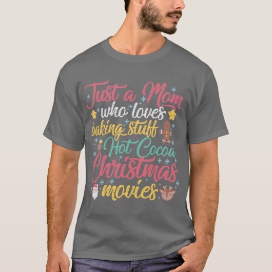 ホットココアが好きなただのママ・クリスマス Tシャツ (正面)