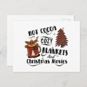 ホットココアとあたたかなブランケットとクリスマス映画がかわいい ポストカード (正面/裏面)
