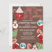 ホットココアとクッキーのイラストクリスマス 招待状 (正面)