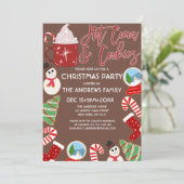 ホットココアとクッキーのイラストクリスマス 招待状 (スタンド正面)
